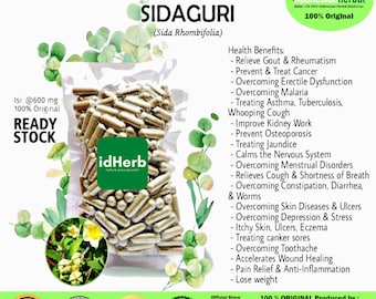 100-500 CAPSULES Sida Rhombifolia Sidaguri @600mg Herbal Capsules All Fresh Natural Herbs spices Healthy Indonesian herb Organic WildCrafted