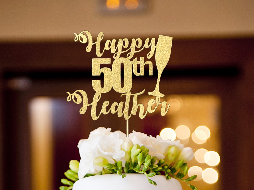 50th Birthday Cake Topper, Party Decorations for 50th Birthday, Table Decor for 50th Birthday