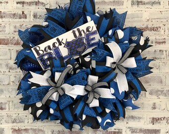 Thin blue line damioy wreath police graduation gift police wife life wreath police week LEO family wreath law enforcement family decor