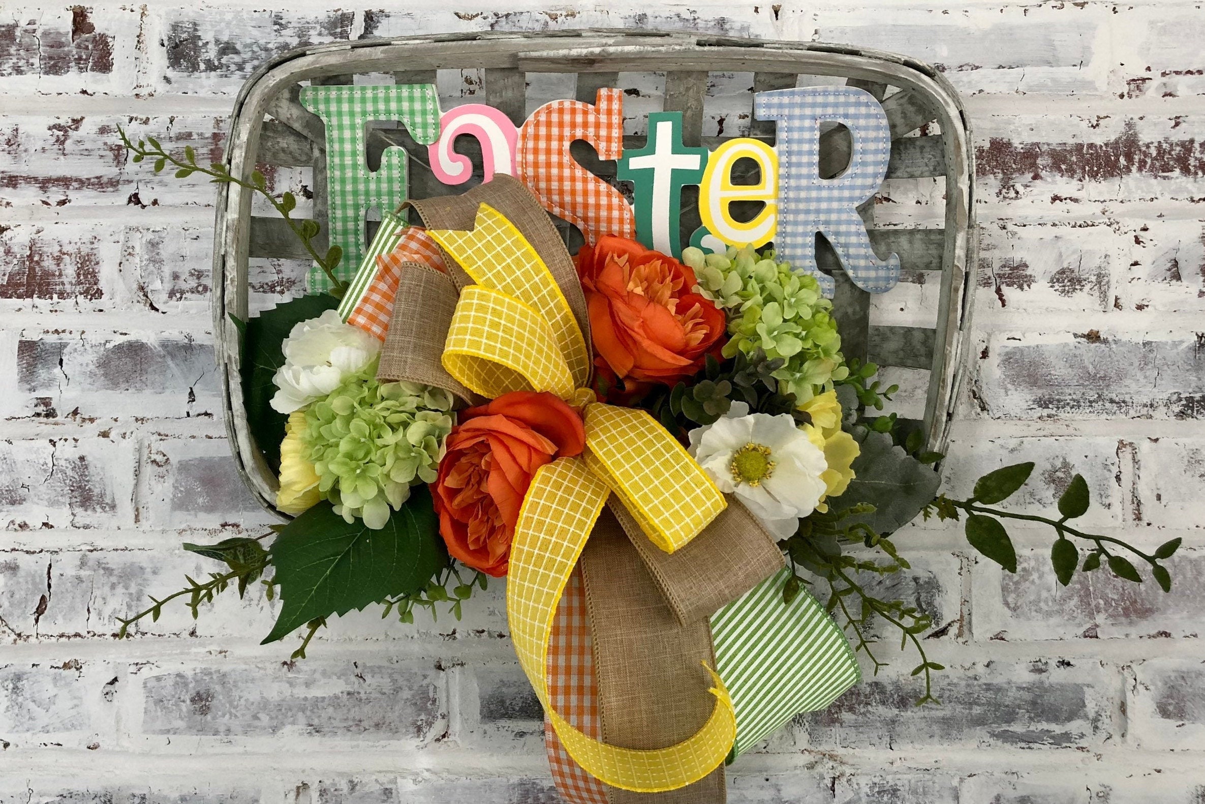 Easter Tobacco Basket Colorful Easter Wall Hanging Etsy UK