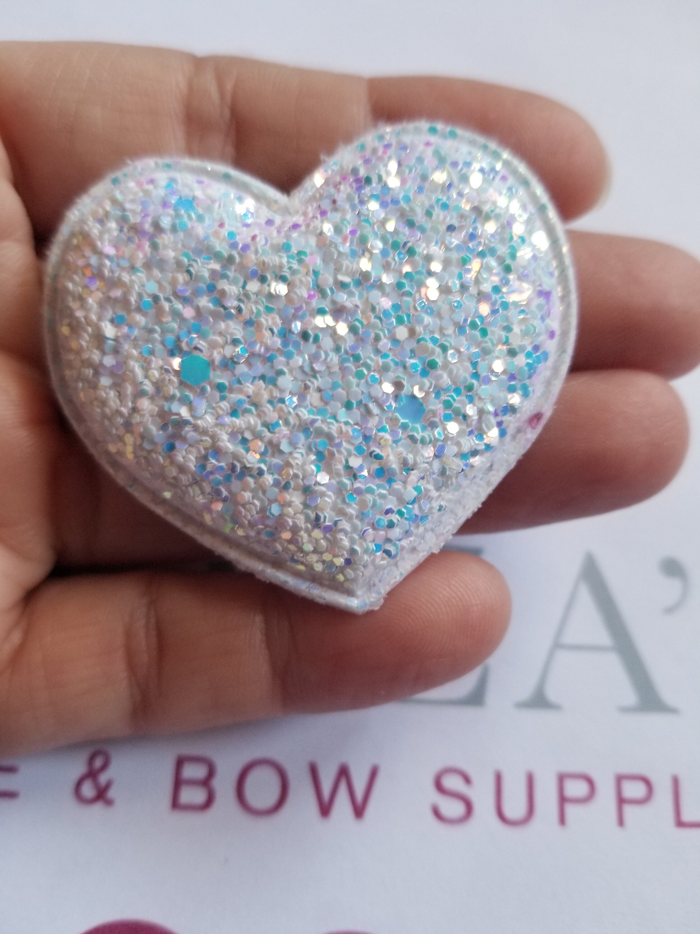 WHITE GLITTER HEART glitter heart patch heart patch white Etsy