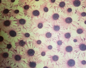 SUNFLOWER FAUX LEATHER sheets, sunflower synthetic leather, sunflowers, faux leather, craft supplies, bow supplies