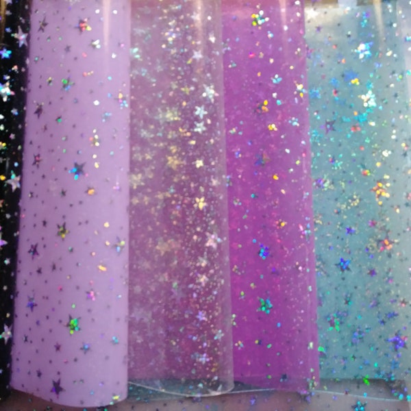 STAR JELLY SHEETS, glitter and stars pvc sheets, transparent sheets, pvc sheets, glitter pvc sheets, craft supplies, bow supplies, bow