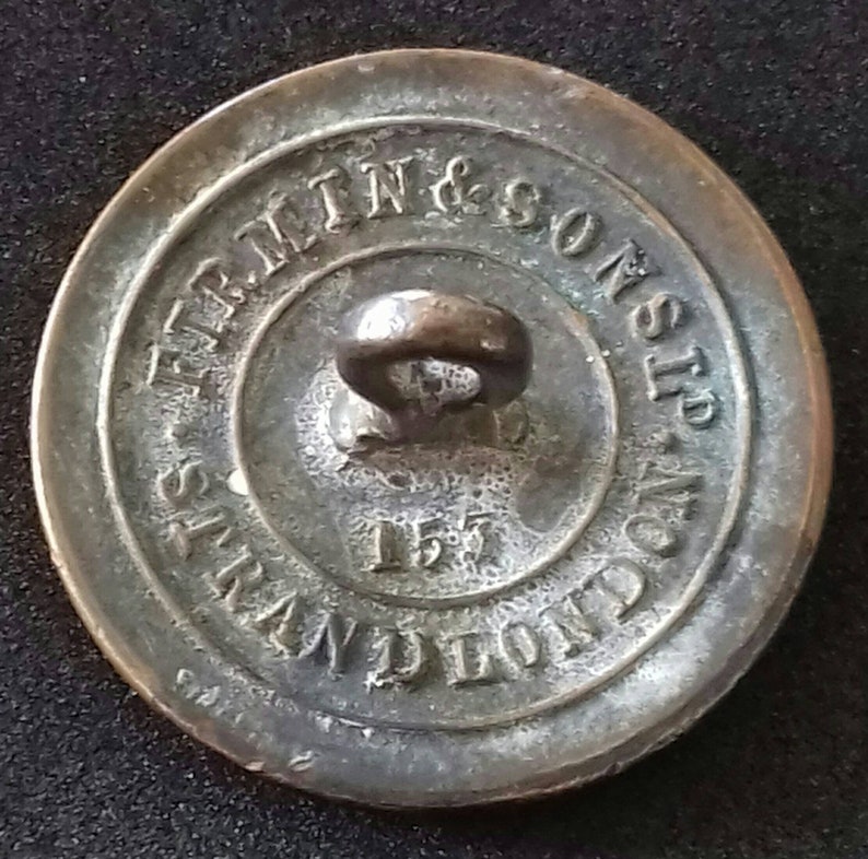 Antique Silver Plate Livery Button to Laybourne Family Arm Erect Grasping Spear 25.5mm by Firmin