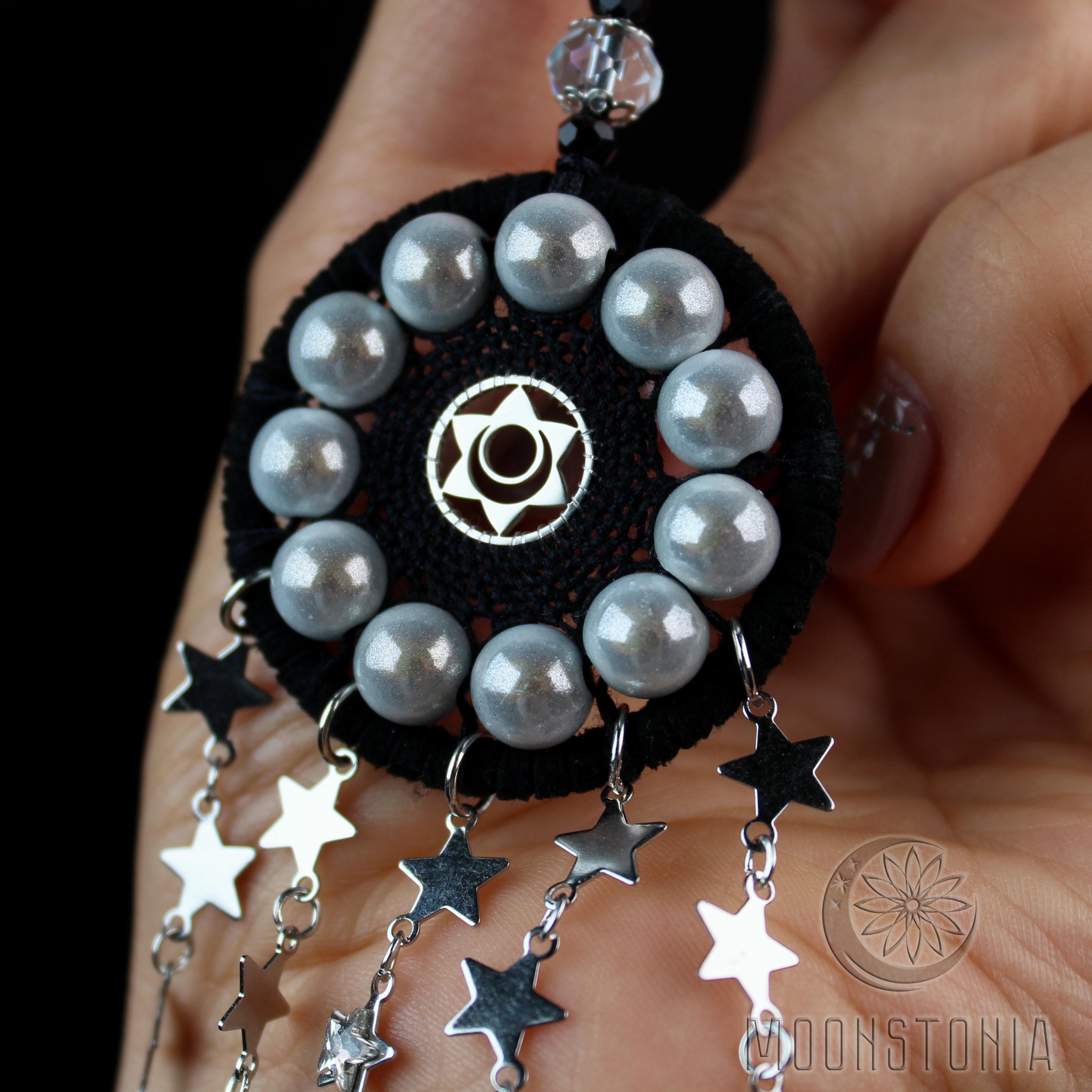 Mini Black and Purple Shiny Dream Catcher Crystals Rear View Mirror ...