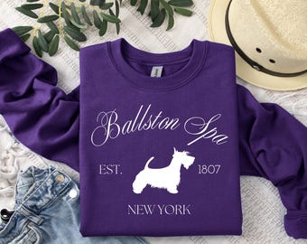 Sudadera con cuello redondo Ballston Spa, jersey acogedor para perro Scottie, sudadera informal, regalo para dueños de mascotas, New York Pride Apparel