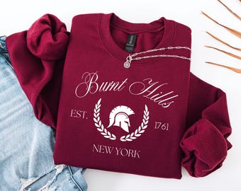 Sudadera con cuello redondo de Burnt Hills, casco espartano, jersey acogedor, suéter de otoño