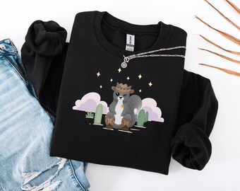 Sudadera con cuello redondo de la ardilla del sheriff: ¡divertida aventura en el desierto con dibujos animados!
