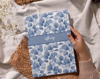 Personalized Floral Pattern Hardcover Journal, Cute Notebook for Students, Valentine's Gift, Romance Journal, Coquette Daily Planner