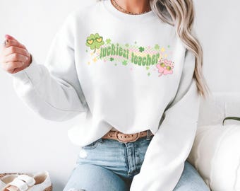 Sudadera con el profesor más afortunado: acogedora sudadera para el Día de San Patricio, perfecta para eventos escolares, agradecimiento a los profesores, bonito regalo para profesores