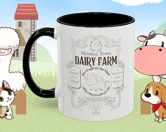 Mineral Town Dairy Farm Colorful Mug - Story of Seasons Inspired Vintage Design, Perfect for Harvest Moon Fans