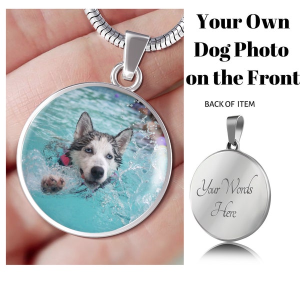 Your Siberian Husky Dog's Photo on a Pendant Necklace - Siberian Husky Gift - Sled Dog - Malamute - Siberian Husky Mom - Husky Memorial