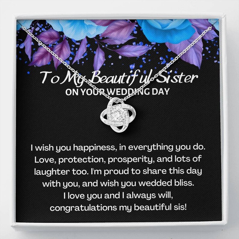 Sister Wedding Gift Sisters Wedding Gift Sister Wedding Gift Necklace Sister Wedding Day Love Knot Necklace Sister Wedding