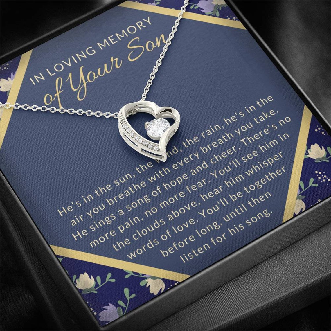 Heart Necklace Memorial Gift Son Loss of Son Sympathy Gift Etsy