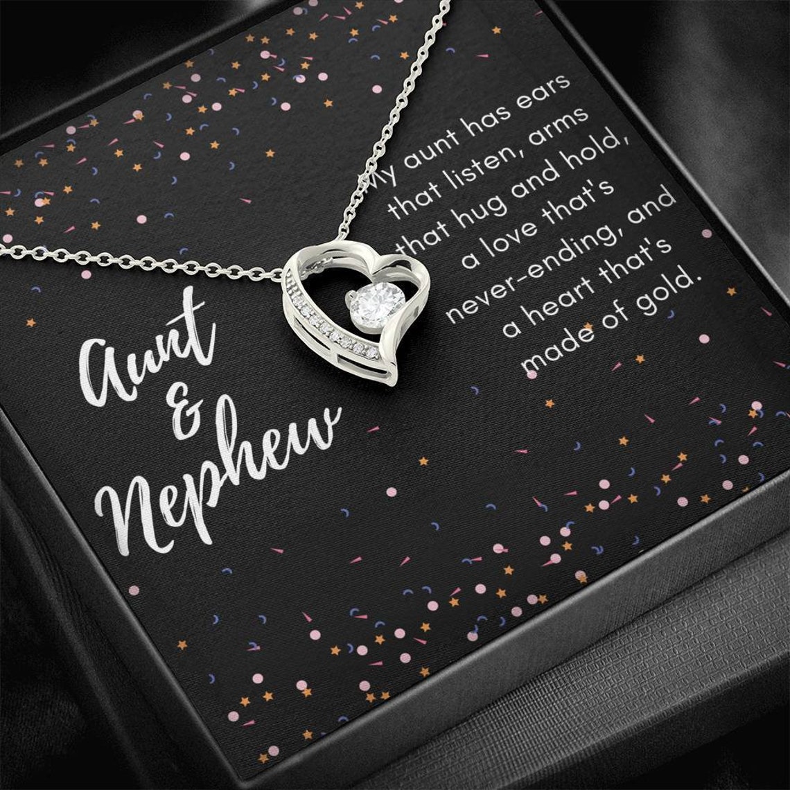 Heart necklace aunt nephew necklace gift from nephew aunt  etsy Heart necklace aunt nephew necklace gift from nephew aunt  etsy