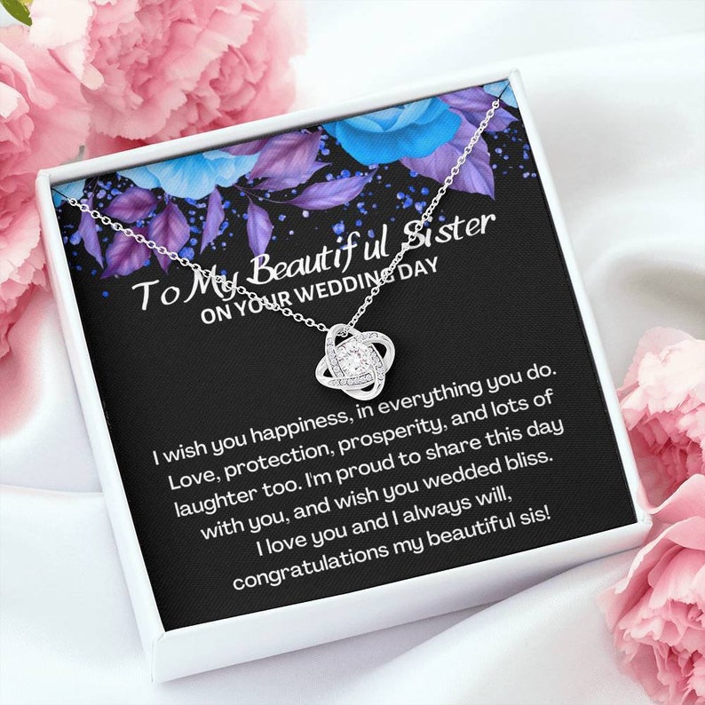 Sister Wedding Gift Sisters Wedding Gift Sister Wedding Gift Necklace Sister Wedding Day Love Knot Necklace Sister Wedding