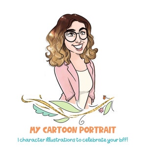 My Cartoon single portrait - A cute stylized portrait from photos of 1 character halfbust - Funny drawing for best friends, brother & sister