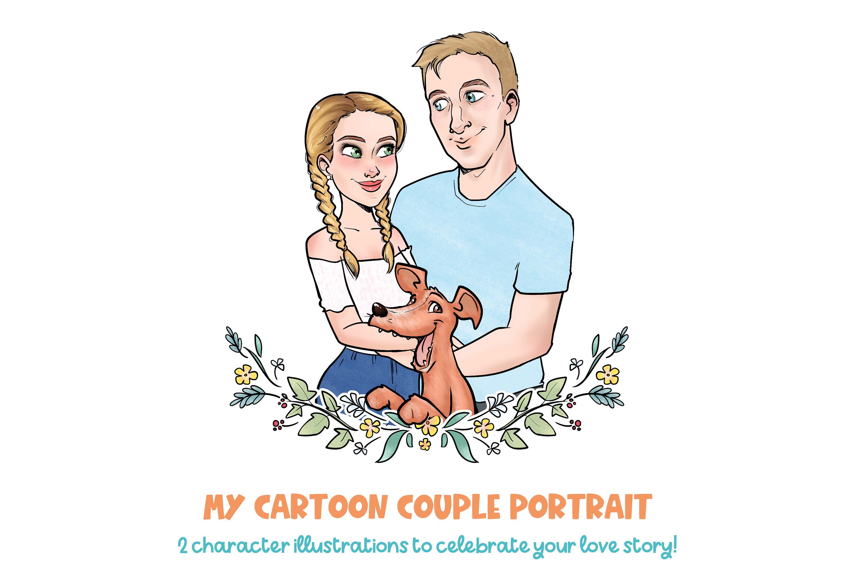 My Cartoon couple portrait A cute stylized portrait from | Etsy