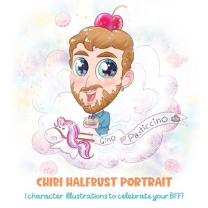Chibi portrait for your avatar - a cute half bust illustration for your blog, social media profile picture, website or a custom funny gift!