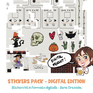 Spooky Stickers - DIGITAL HALLOWEEN KIT - 25 Adesivi spaventosi a tema halloween per bullet journal, planner, diari e decorazioni originali!