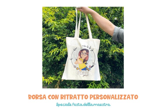 Regalo Per La Maestra Shopper A Tracolla Personalizzata Con Il Suo Nome