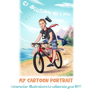 My Cartoon portrait - Cute stylized portrait from photos of one characters full figure - An amazing fan art for your sibilings or bff!