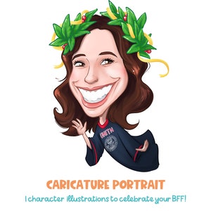 Custom half bust caricature – Digital portrait, an original custom gift for birthdays, retirements, bachelorette, degrees and all parties!