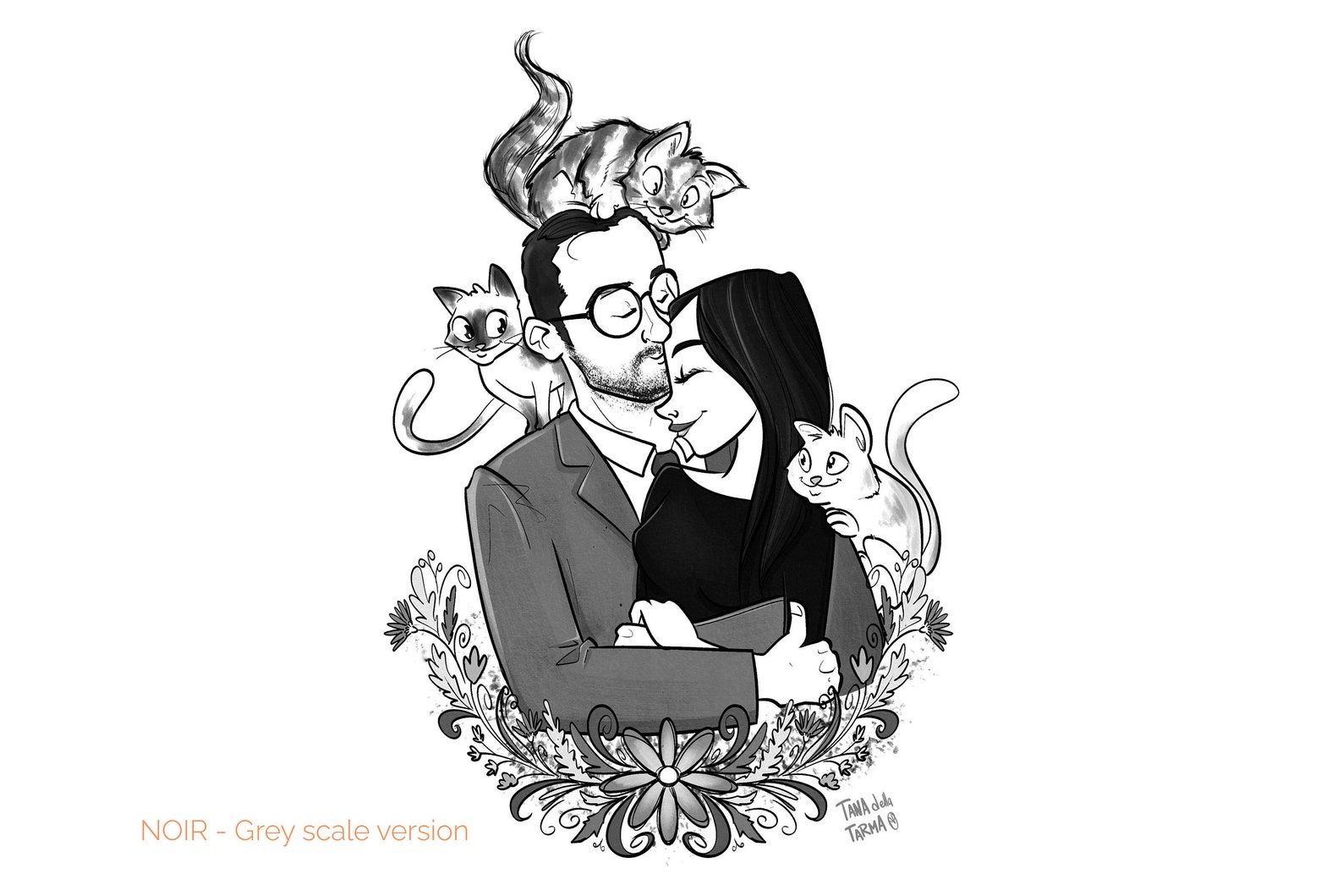 My Cartoon couple portrait A cute stylized portrait from | Etsy