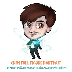 Chibi cute portrait - a lovely full figure illustration for your maids or best men gifts, wedding, cards and funny and original invitations!