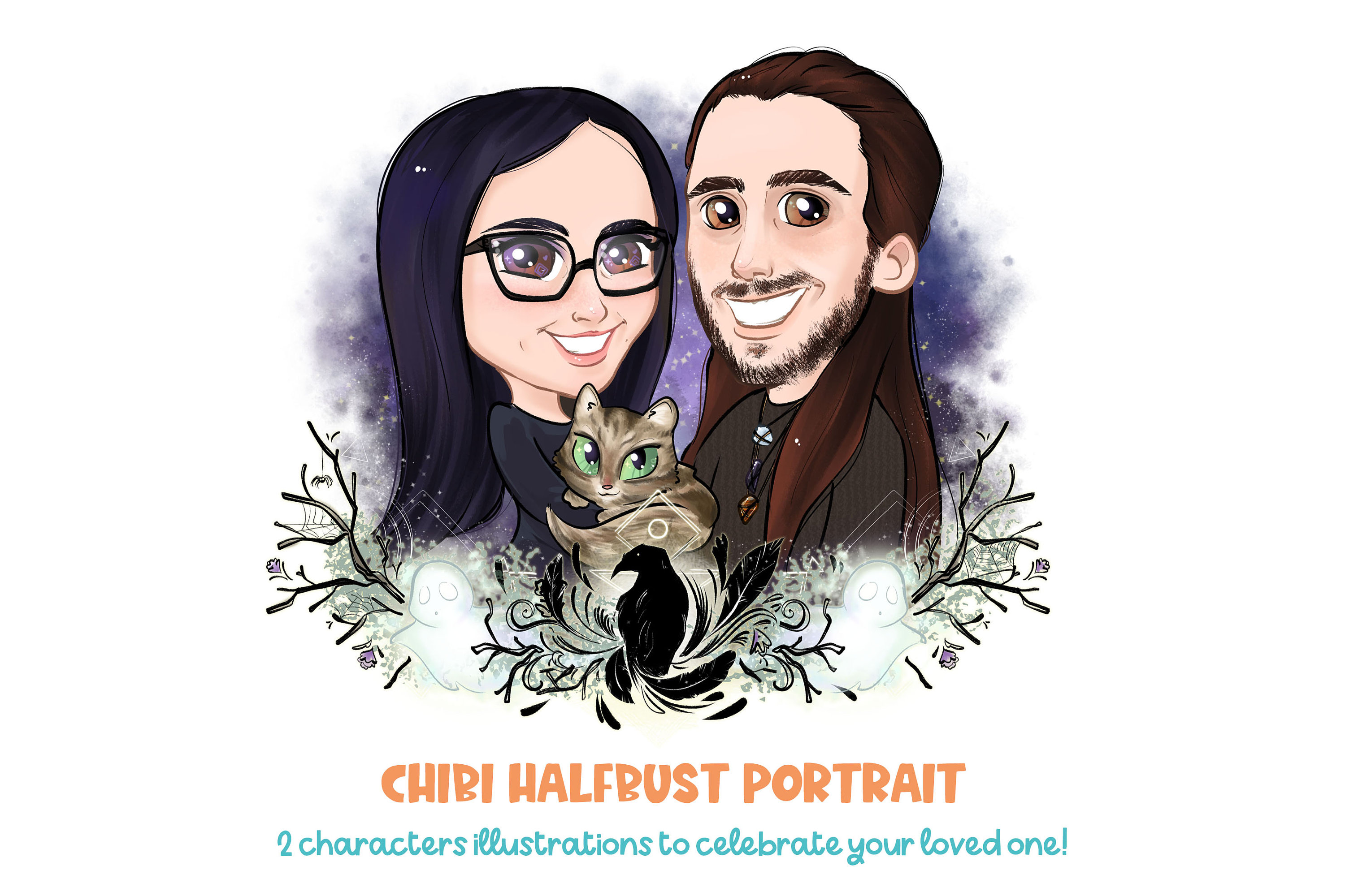 Chibi Couple Portrait - a Cute Half Bust Illustration for Your Wedding  Favors, Social Media Profile Picture, or a Custom Funny Gift for Bff! - Etsy, image size:3000x2000