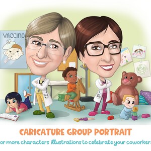 Group caricature – a funny custom portrait for friends, retirements, weddings, birthdays, best man and wedding party gift!