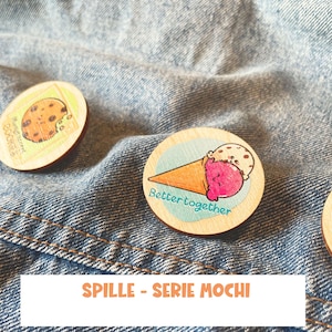 Lovely sweet wood chibi pins to decor your old jacket! - Cookie, ice cream cone and cup, popcicle, cupcake