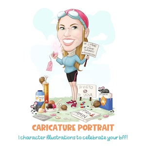 Custom caricature – Full figure digital portrait, an original custom gift for birthdays, retirements, bachelorette, degrees and all parties!