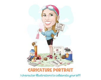 Caricatura Personalizzata - Un ritratto digitale a figura intera ideale come regalo originale per compleanni, pensionamenti, lauree e altro!