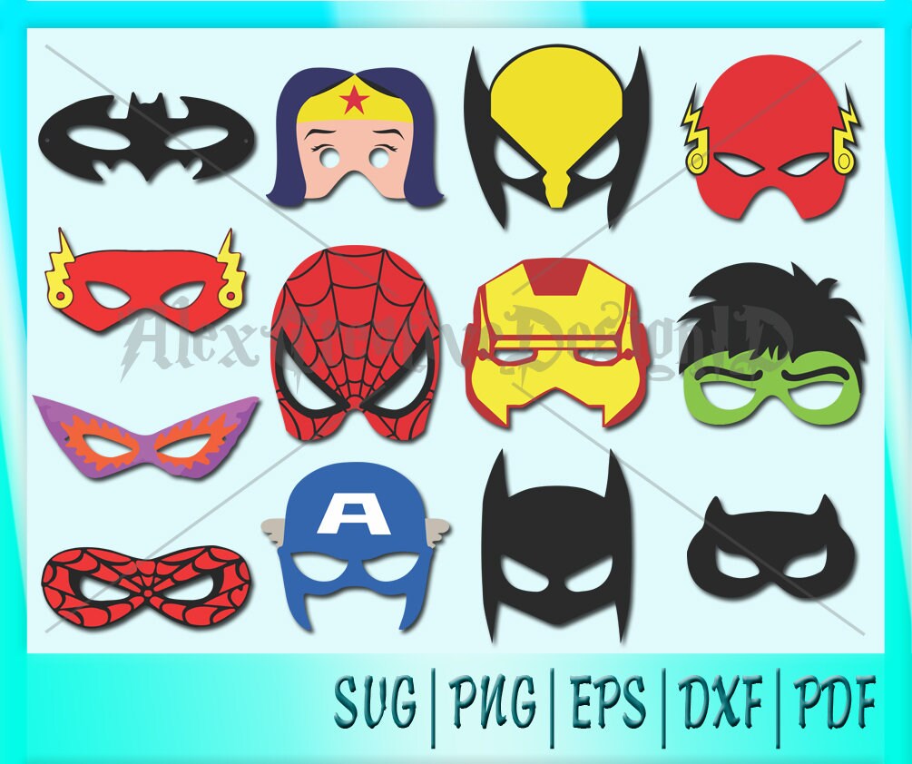 Superhero Masks Clipart/Superhero Masks Clipart Svg Png Dxf Etsy
