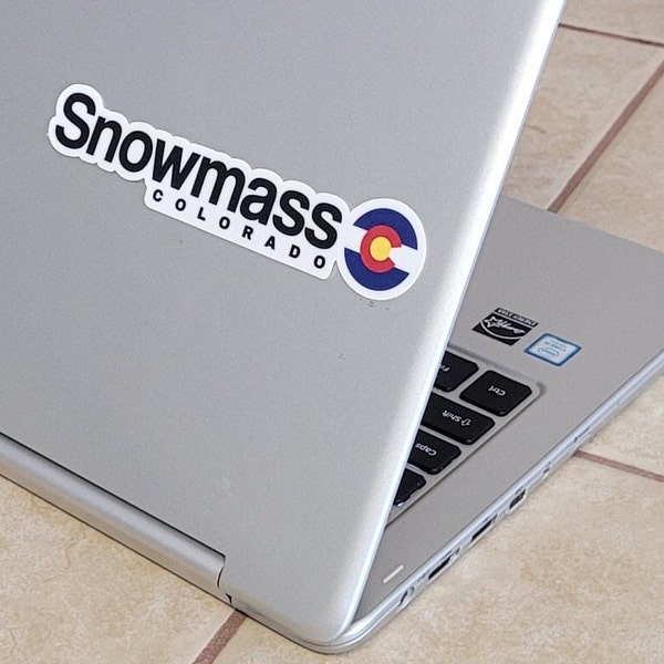 Snowmass - Colorado - Ski Resort Stickers - with Colorado Flag