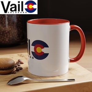 Vail - Colorado - Ski Resort Ceramic Mug - with Colorado Flag