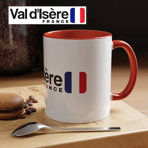 Val d&#39;Isère - France - Ski Resort Ceramic Mug - with French Flag
