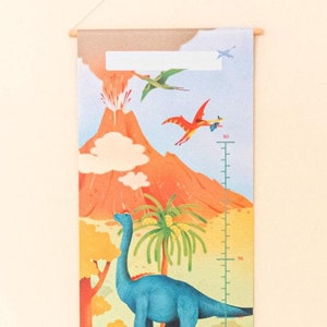 Metro DINOSAURI telato, metro creacita camera bambini, stampa di illustrazione colorata dei dinosauri, originale regalo nascita bambino