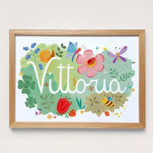 Nome personalizzato dipinto a mano, illustrazione nome, decorazione cameretta bambini, regalo nascita, regalo compleanno bambino bambina