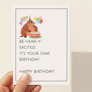 Carte d'anniversaire castor à imprimer, cartes d'anniversaire animaux mignons, carte d'anniversaire castor drôle, cartes d'anniversaire animaux, cartes grossières, carte pour soeur