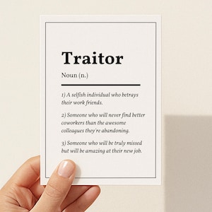Carte de départ à imprimer pour un collègue, carte d'adieu pour patron, carte de nouvel emploi, carte de collègue promue, nouvelle carte de travail amusante, carte de départ de travail