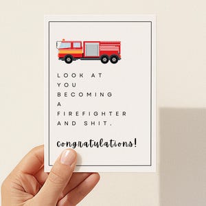 PRINTABLE Firefighter Graduation Card, Firefighter Grad Card, Emergency Services Grad Card, Graduation Cards, Funny Graduation Cards