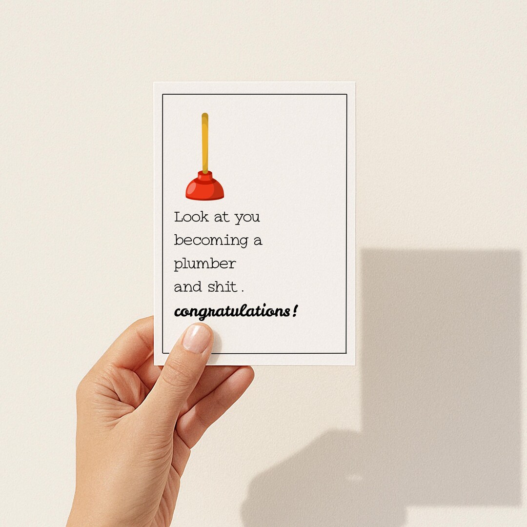 PRINTABLE Plumber Grad School, Trades Grad Card, Card for New Plumber ...