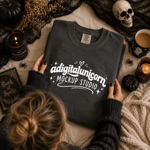 Comfort Colors Pepper Shirt Mockup | Halloween Fall Flat Lay | CC1717 Tee Mockup | Cozy Styled T-Shirt Mockup | Fall Tee Mock Up |