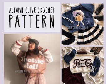 Crochet Pattern - Vintage Kitchen Sweaters, 10 in 1, size inclusive, simple, quick, beginner friendly, retro, old school, quirky, nostalgia