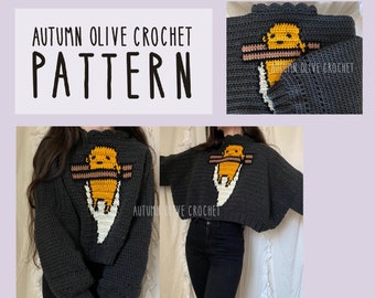 Crochet Pattern - Egg Sweater Oversized Pullover, beginner friendly, adjustable size, kawaii, cute, cartoon, quirky fashion