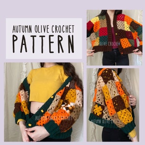 Crochet Pattern Garden Patchwork Cardigan variety pack granny square and fruit / vegetable patches, fun, versatile, classic, timeless image 1