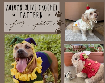 Crochet Pattern - costume sweaters for pets - made to measure, customizable dress up halloween and holiday pullover for dogs, cats, rabbits