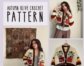 Crochet Pattern - Garden Variety Cardigans, 25 plants in 1 variety pack bundle, size inclusive, beginner friendly, oversized